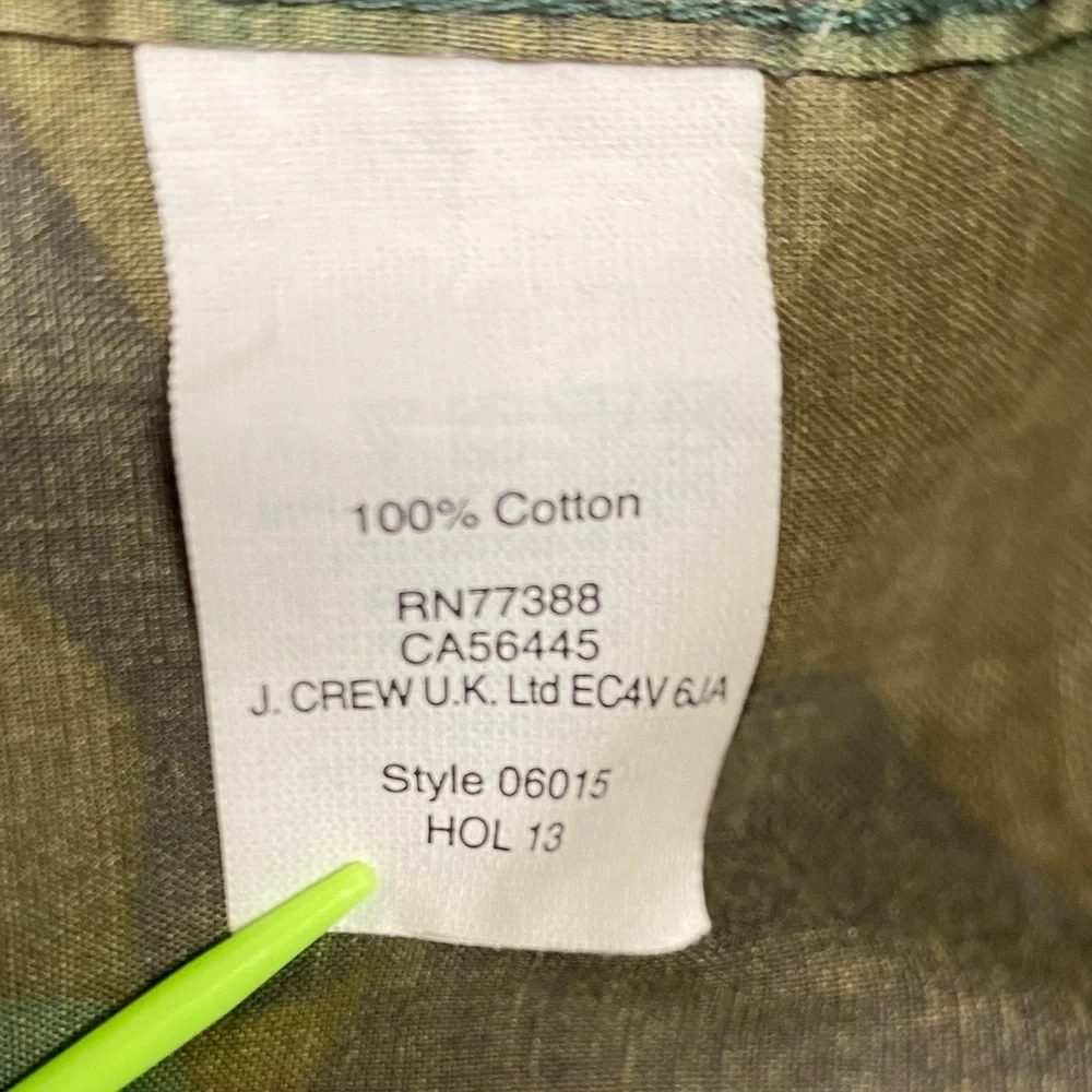 J.Crew Camo Button Up Shirt XS 100% Cotton Utility Military Streetwear